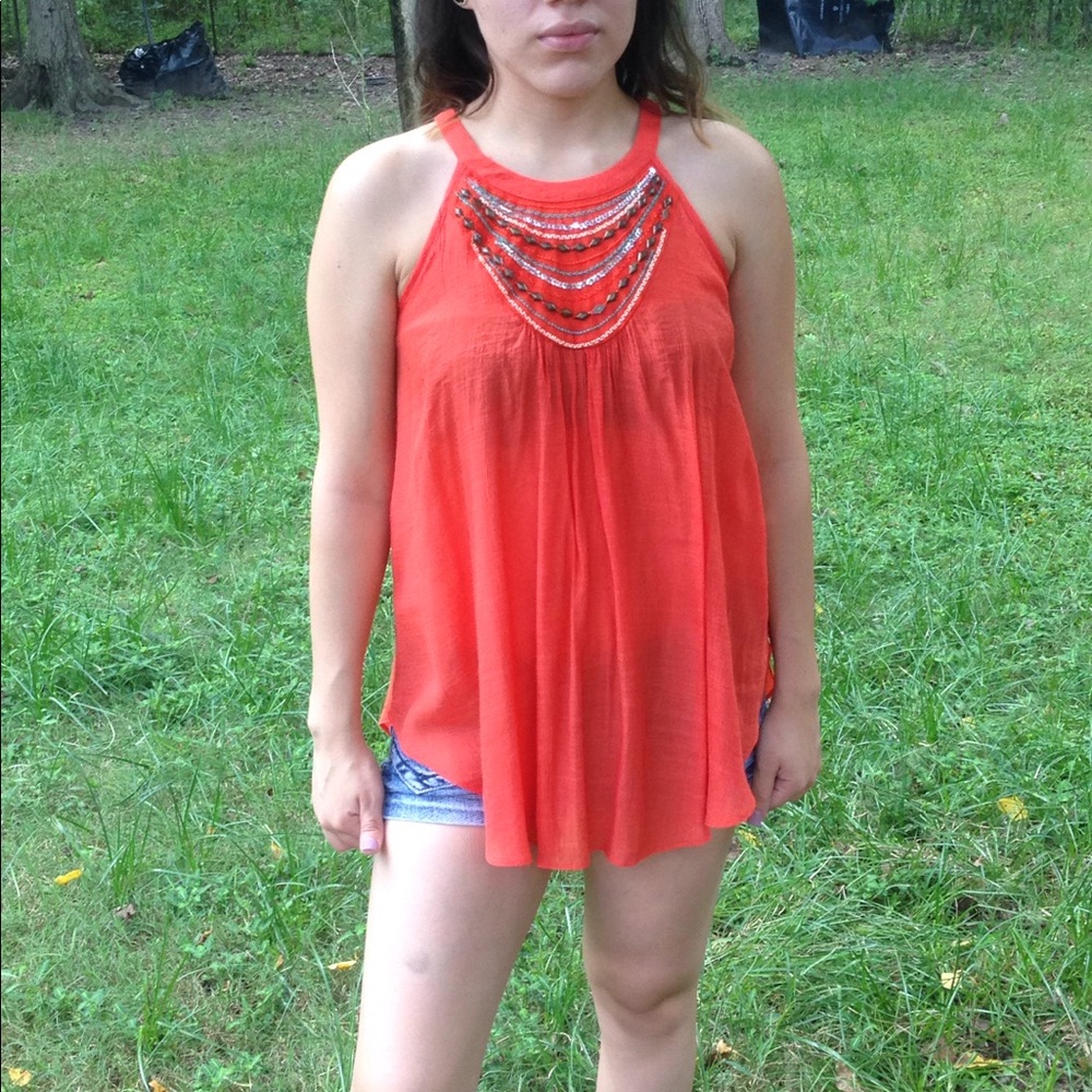 Orange loose blouse